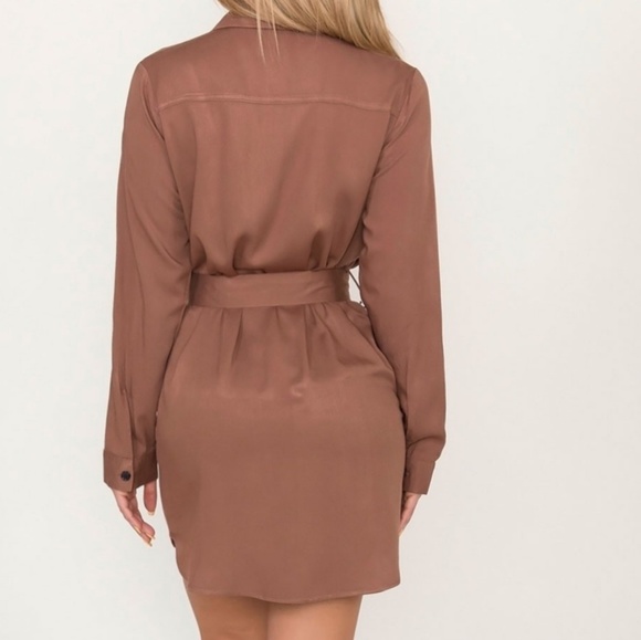 Last S• Belted Shirt Dress - Brown - Picture 2 of 4